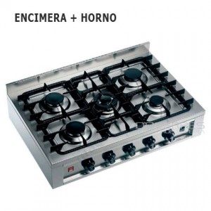 Cocina de 5 fuegos de sobremesa.