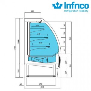 MEDIDAS Vitrina self Service Ambar Infrico
