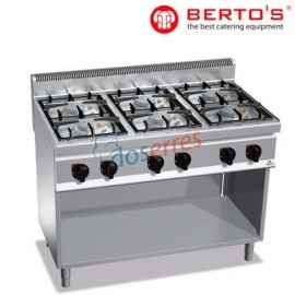 Cocina de 6 fuegos sobre soporte de la gama 700 de Bertos