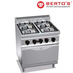 Cocina de 4 fuegos + horno bertos gama 700