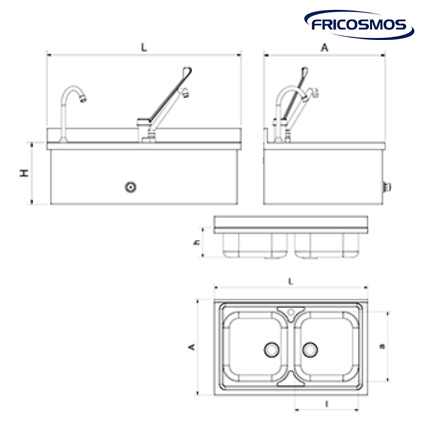 Conjunto lavamanos y fregadero mural Fricosmos.